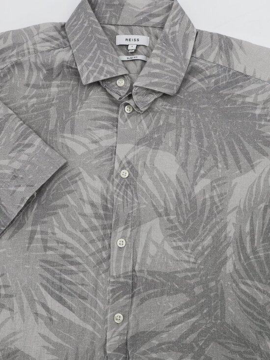 Reiss Other - Reiss Shirt men large slim fit cotton linen Floral Button Up short sleeve casual